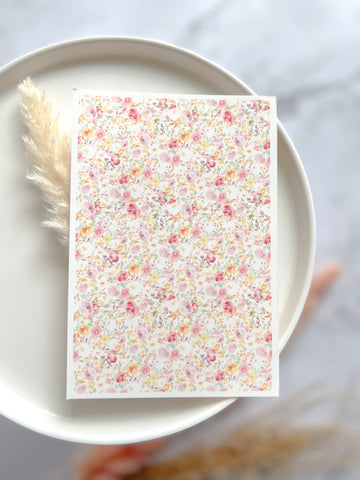 1 Sheet, Approx 13x90cm, Floral Print Water Decal Image Transfer for Polymer Clay / Ceramics